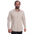 Camisa masculina caqui casual de manga longa