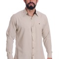 Camisa masculina caqui casual de manga longa