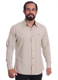 Camisa masculina caqui casual de manga longa
