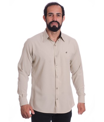 Camisa masculina caqui casual de manga longa