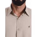 Camisa masculina caqui casual de manga longa