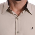 Camisa masculina caqui casual de manga longa