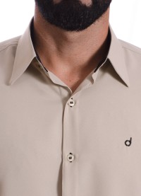 Camisa masculina caqui casual de manga longa