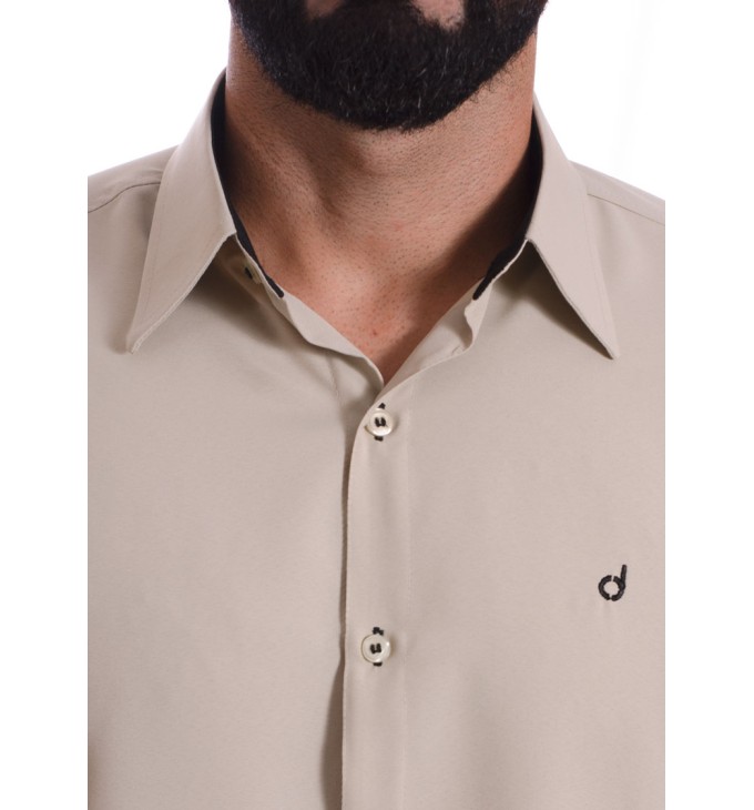 Camisa masculina caqui casual de manga longa Camisa masculina caqui casual de manga longa