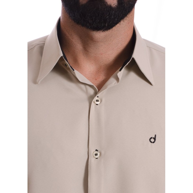 Camisa masculina caqui casual de manga longa