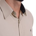 Camisa masculina caqui casual de manga longa