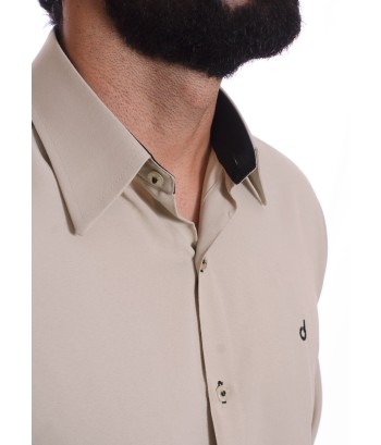Camisa masculina caqui casual de manga longa