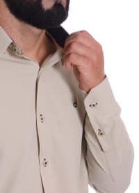 Camisa masculina caqui casual de manga longa