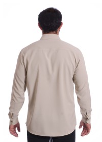 Camisa masculina caqui casual de manga longa