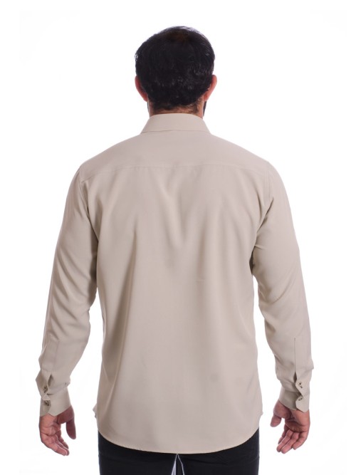 Camisa masculina caqui casual de manga longa