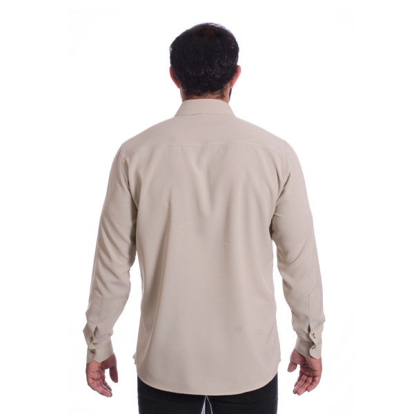 Camisa masculina caqui casual de manga longa