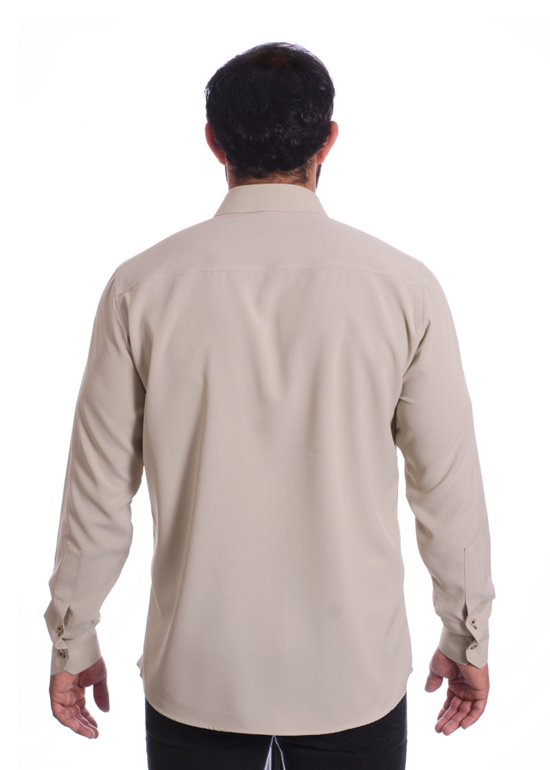 Camisa masculina caqui casual de manga longa