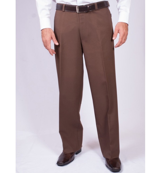 Calça social masculina gabardine sem pregas, marrom Calça social masculina gabardine sem pregas, marrom