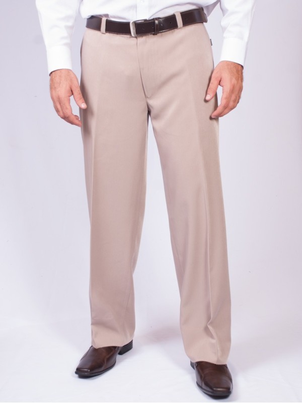 Calça social masculina gabardine sem pregas, caqui