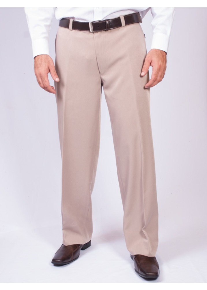 Calça social masculina gabardine sem pregas, caqui