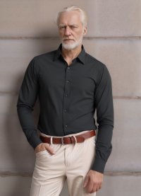 Camisa social preta masculina de algodão