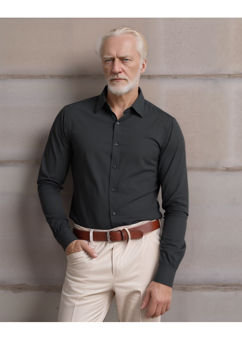 Camisa social preta masculina de algodão