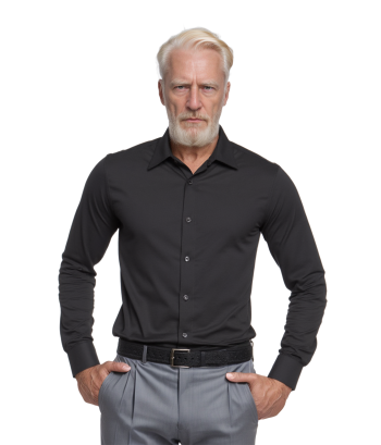 Camisa social preta masculina de algodão