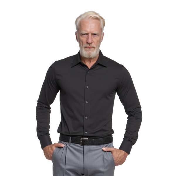 Camisa social preta masculina de algodão