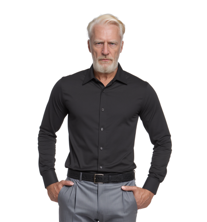 Camisa social preta masculina de algodão Camisa social preta masculina de algodão