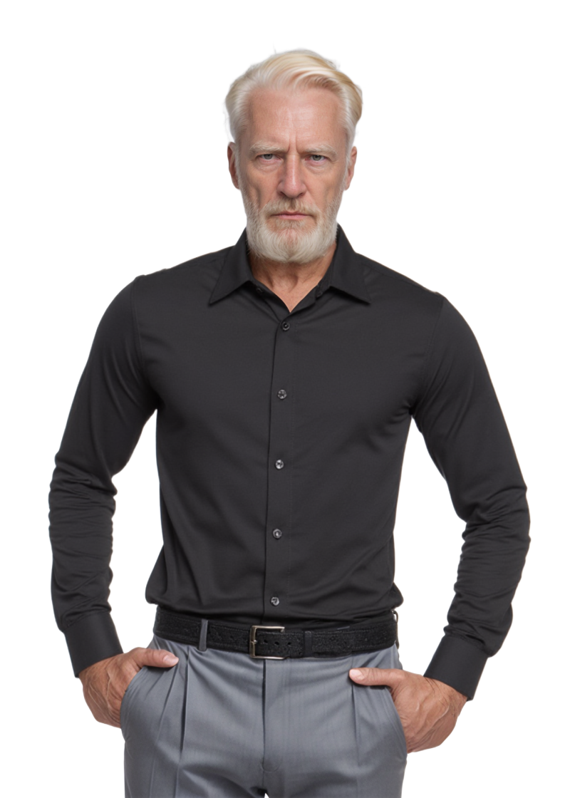 Camisa social preta masculina de algodão