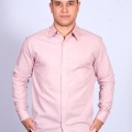 Camisa social nude masculina de algodão de manga longa