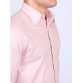 Camisa social nude masculina de algodão de manga longa