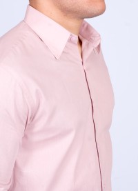 Camisa social nude masculina de algodão de manga longa