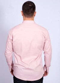 Camisa social nude masculina de algodão de manga longa