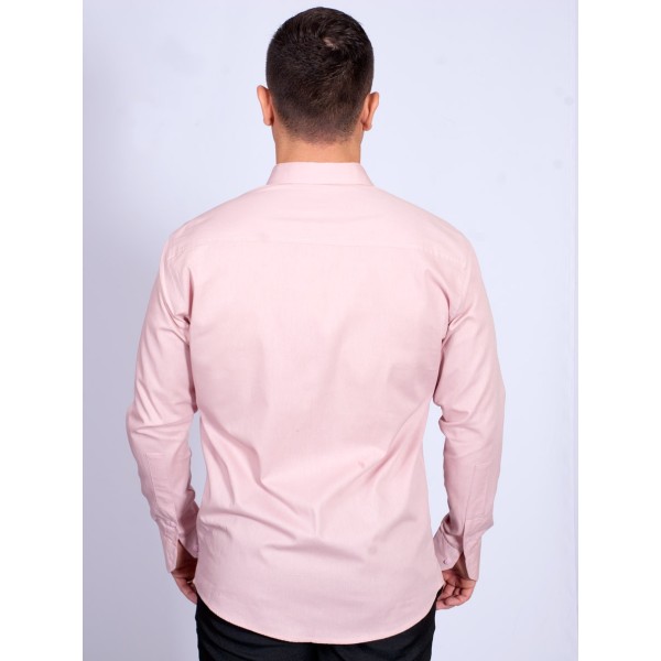 Camisa social nude masculina de algodão de manga longa