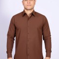 Camisa social marrom masculina de algodão