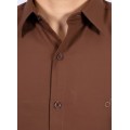 Camisa social marrom masculina de algodão