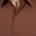 Camisa social marrom masculina de algodão