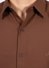 Camisa social marrom masculina de algodão