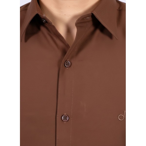 Camisa social marrom masculina de algodão