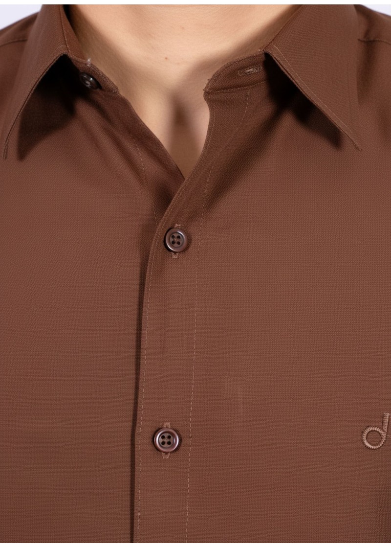 Camisa social marrom masculina de algodão