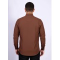 Camisa social marrom masculina de algodão
