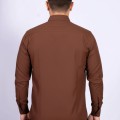 Camisa social marrom masculina de algodão