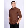 Camisa social marrom masculina de algodão