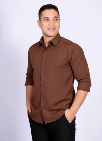 Camisa social marrom masculina de algodão
