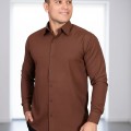 Camisa social marrom masculina de algodão