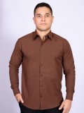Camisa social marrom masculina de algodão
