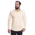 Camisa masculina amarela manga longa em algodão