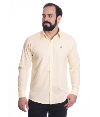 Camisa masculina amarela manga longa em algodão