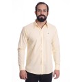 Camisa masculina amarela manga longa em algodão