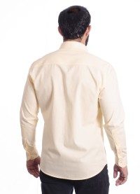 Camisa masculina amarela manga longa em algodão