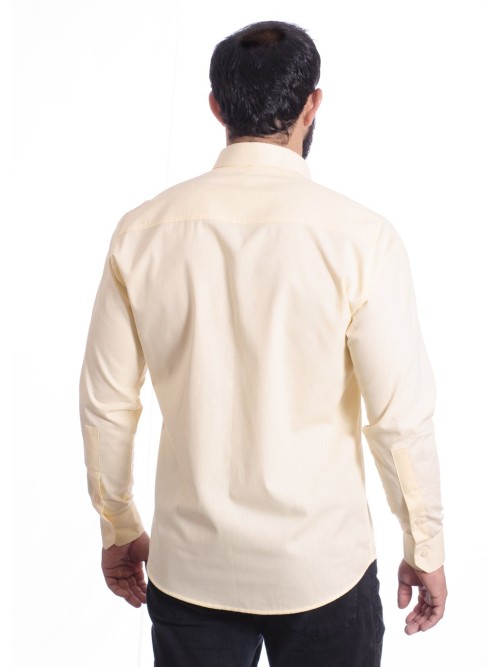 Camisa masculina amarela manga longa em algodão