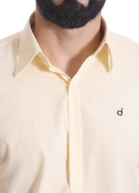 Camisa masculina amarela manga longa em algodão