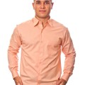 Camisa social salmão masculina de algodão