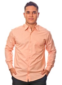 Camisa social salmão masculina de algodão